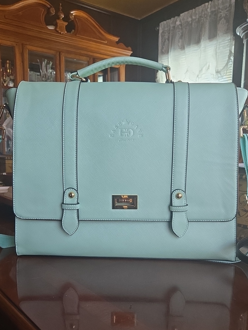 Statement color Mint Structured Satchel  - Elegant for business and school